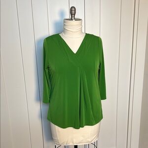 Lane Bryant Vibrant Green V-Neck Blouse
